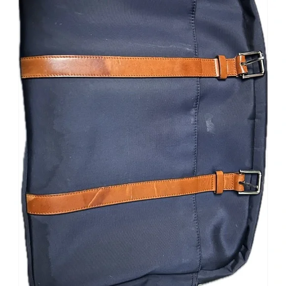 Navy and Brown Leather Strap Bag Bags
